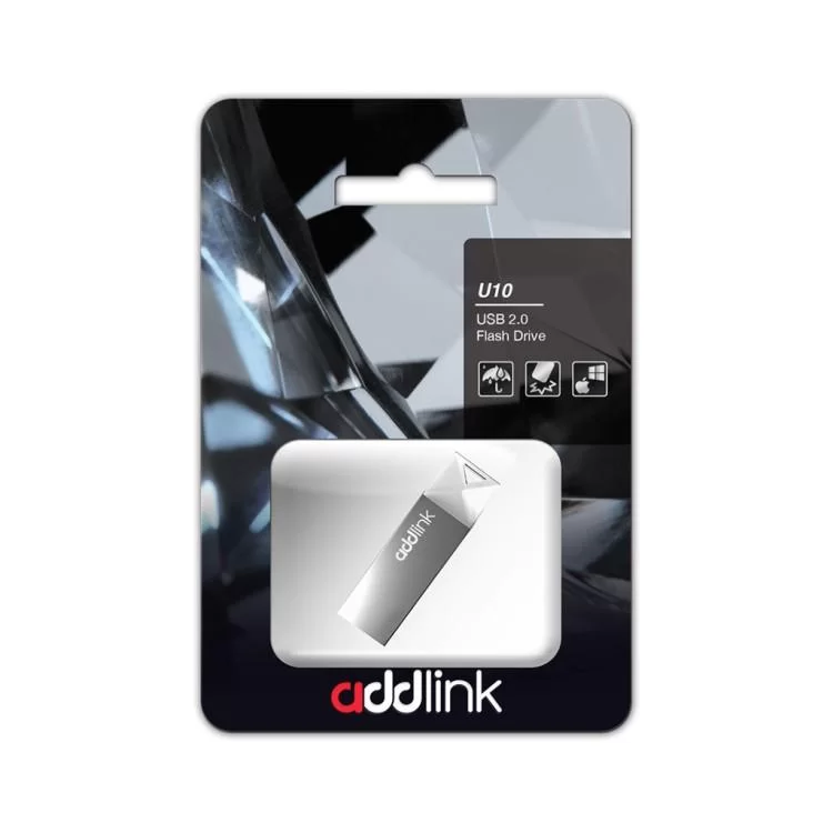 USB флеш накопичувач AddLink 64GB U10 Gray USB 2.0 (ad64GBU10G2) ціна 531грн - фотографія 2