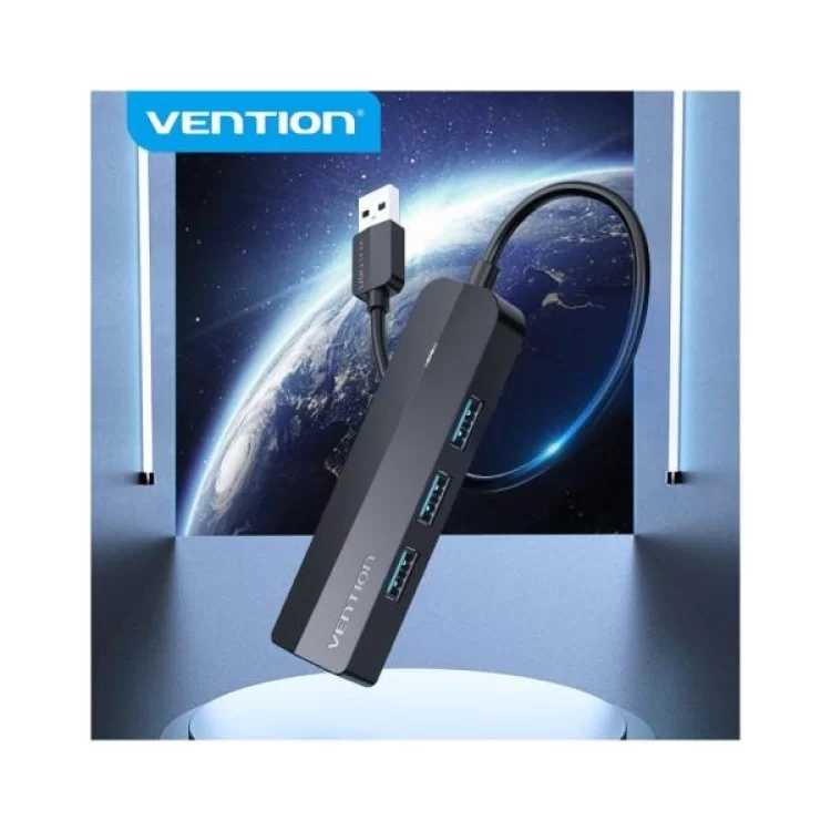 Концентратор Vention USB 3.0 to 3хUSB 3.0/RJ45 Gigabit black (CHNBB) ціна 1 398грн - фотографія 2