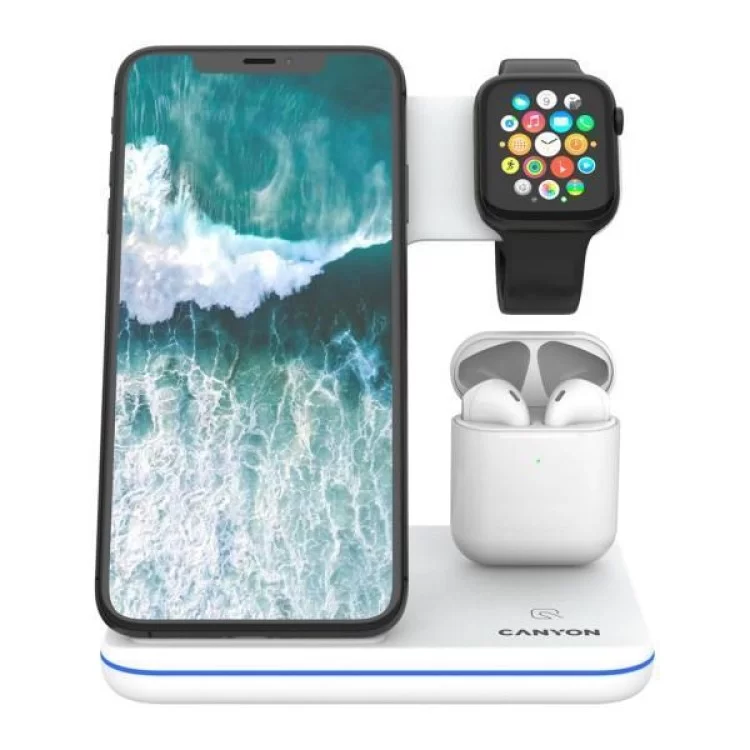 Зарядное устройство Canyon 3in1 Wireless charger (CNS-WCS302W) цена 2 888грн - фотография 2