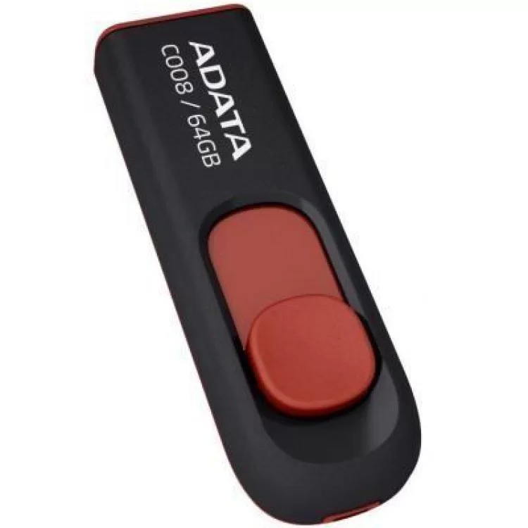 USB флеш накопичувач ADATA 64GB C008 Black+Red USB 2.0 (AC008-64G-RKD) ціна 374грн - фотографія 2