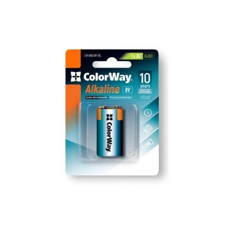Батарейка ColorWay Крона 6LR61 9V Alkaline Power * 1 (CW-BA6LR61-1BL) цена 89грн - фотография 2