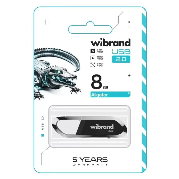 USB флеш накопичувач Wibrand 8GB Aligator Black USB 2.0 (WI2.0/AL8U7B) ціна 204грн - фотографія 2