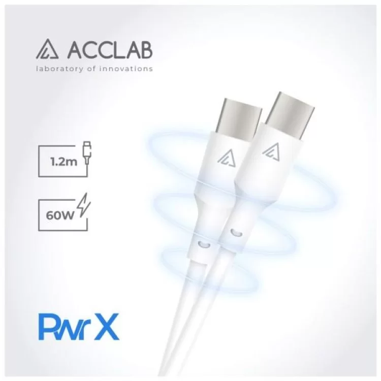 в продажу Дата кабель USB-C to USB-C 1.2m PwrX 60W ACCLAB (1283126559563) - фото 3