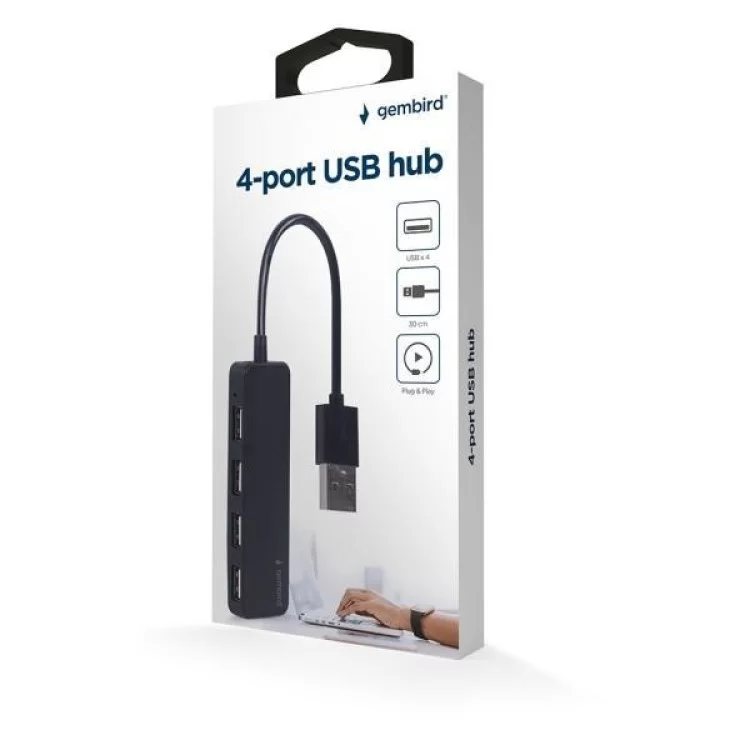 в продажу Концентратор Gembird USB 2.0 4 ports black (UHB-U2P4-06) - фото 3