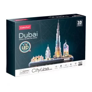 Пазл Cubic Fun Трехмерная головоломка-конструктор City Line с Led-подсветкой Дубай (L523h)