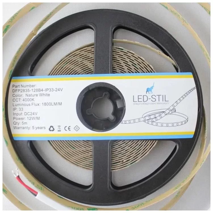 продаємо Світлодіодна стрічка LED-STIL 4000K 12 Вт/м 2835 128 діодів IP33 24 Вольта 1800 lm нейтральне світло (DFP2835-128B4-IP33-24V) в Україні - фото 4