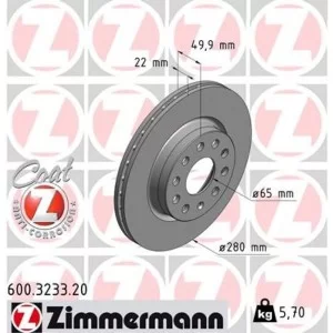 Тормозной диск ZIMMERMANN 600.3233.20