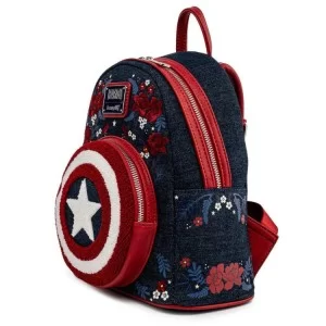 Рюкзак школьный Loungefly LF Marvel Captain America 80th Anniversary Floral Shield Mini (MVBK0165)
