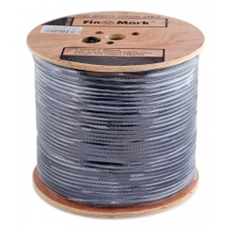 Кабель телевізійний FinMark RG-660, CU, +steel wire, 305м, black (F660BVMcu_305_black) ціна 13 818грн - фотографія 2