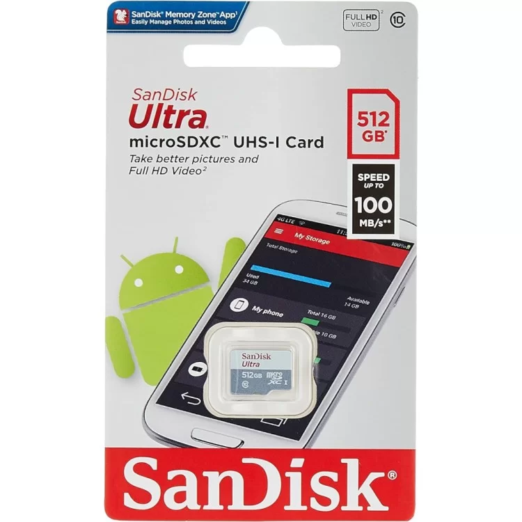 Карта памяти SanDisk 512GB microSDXC class 10 UHS-I Ultra (SDSQUNR-512G-GN3MN) цена 3 228грн - фотография 2