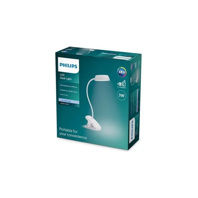 Настольная лампа Philips LED Reading Desk lamp Donutclip 3W, 4000K, 1200mAh (Lithium battery), білий (929003179727) инструкция - картинка 6