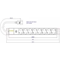 Силовий блок Conteg 19" 1U w/PDU 8xSchuko, вилка C14, кабель 2м (DP-RP-08-SCHUF-IEEC14/S)