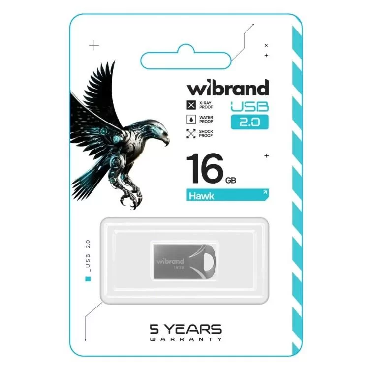 USB флеш накопичувач Wibrand 16GB Hawk Silver USB 2.0 (WI2.0/HA16M1S) ціна 266грн - фотографія 2