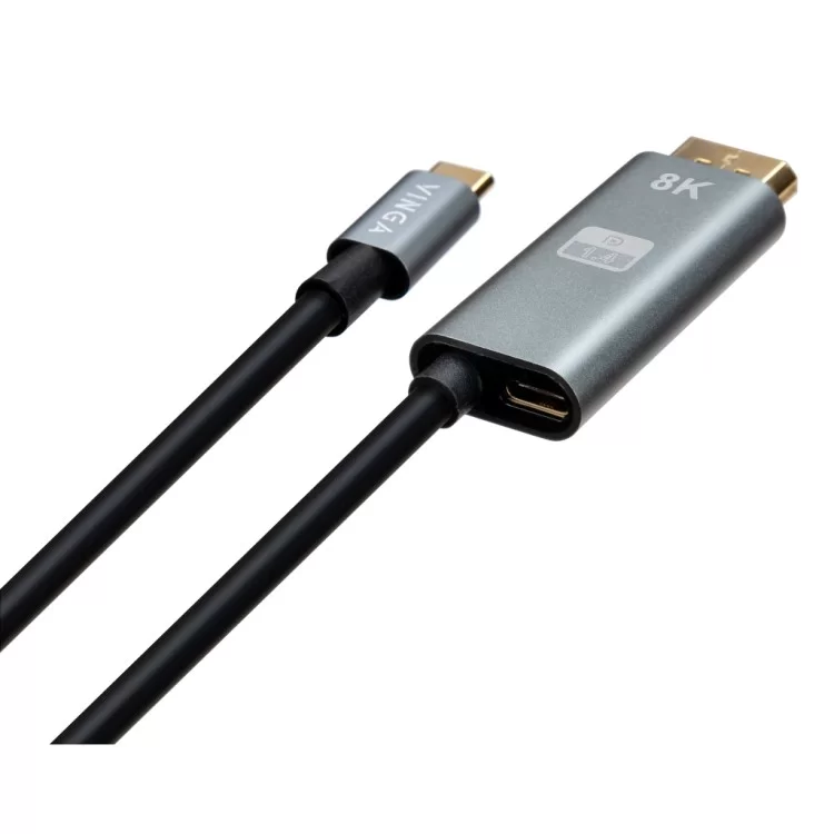 Кабель мультимедийный USB-C to DisplayPort 1.5m v1.4 8K60Hz PD 100W port Vinga (VCPVCCD1415PD) цена 1 230грн - фотография 2