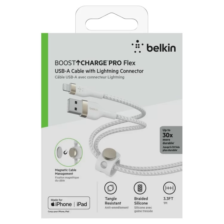 Дата кабель USB 2.0 AM to Lightning 1.0m white Belkin (CAA010BT1MWH) цена 1 947грн - фотография 2