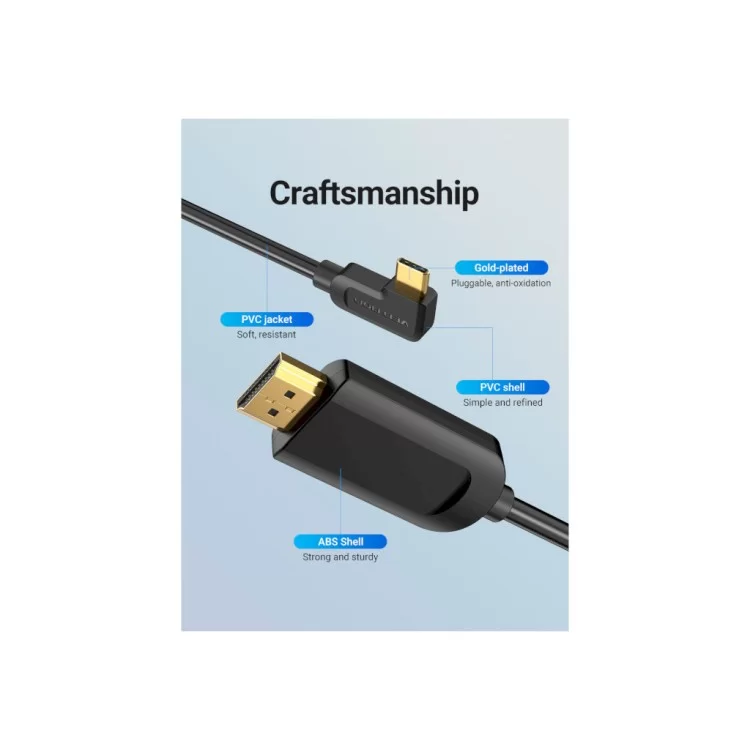 Кабель мультимедийный USB-C 3.1 to HDMI 1.5m 90° 4K 60 Гц PVC Black Vention (CGVBG) - фото 10