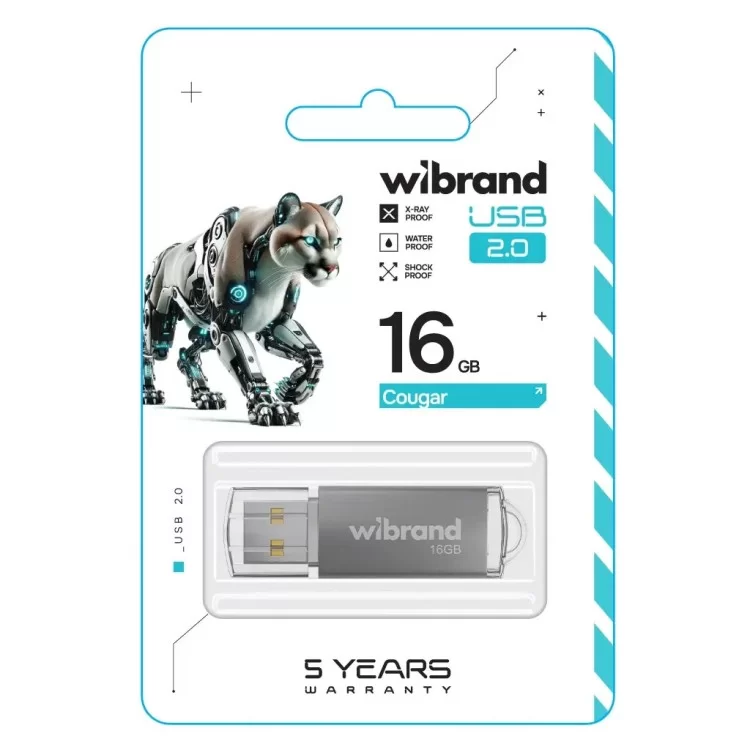 USB флеш накопичувач Wibrand 16GB Cougar Silver USB 2.0 (WI2.0/CU16P1S) ціна 208грн - фотографія 2