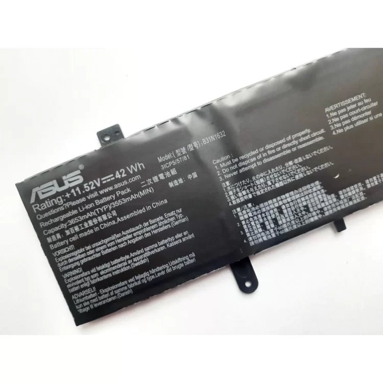 в продажу Акумулятор до ноутбука ASUS X405 B31N1632, 3653mAh (42Wh), 3cell, 11.52V, Li-ion (A47504) - фото 3