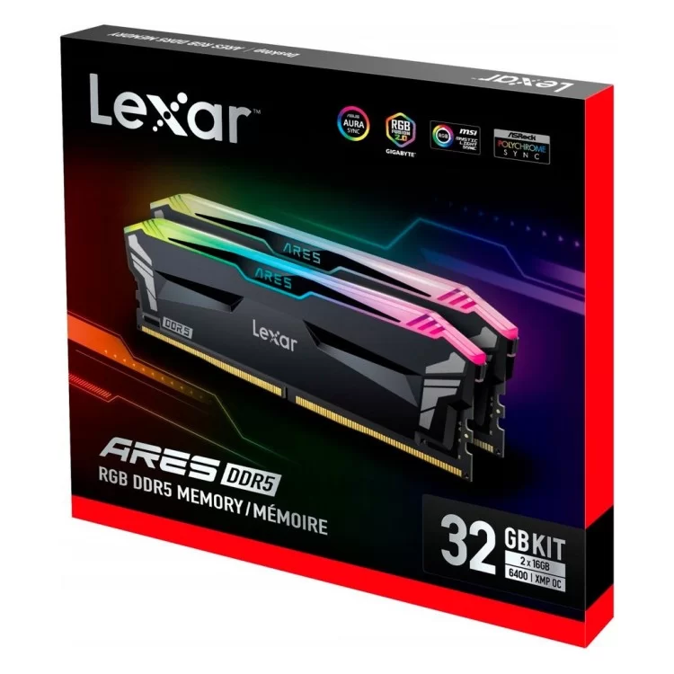 Модуль пам'яті для комп'ютера DDR5 32GB (2x16GB) 6400 MHz Ares RGB Black Lexar (LD5EU016G-R6400GDLA) відгуки - зображення 5