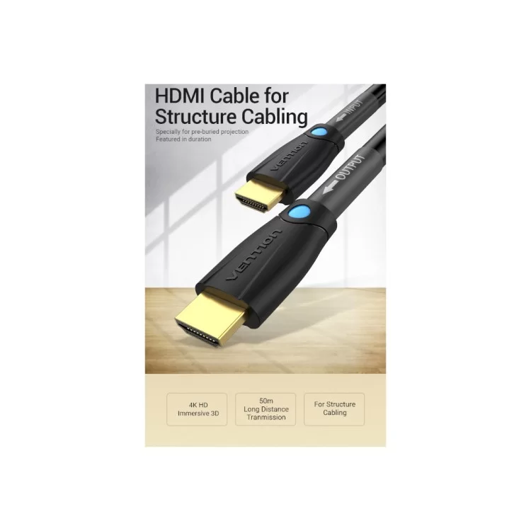 в продаже Кабель мультимедийный HDMI to HDMI 10.0m V2.0 Engineering 4K 60Hz 18Gbps HD 7.1 PVC Black Vention (AAMBL) - фото 3