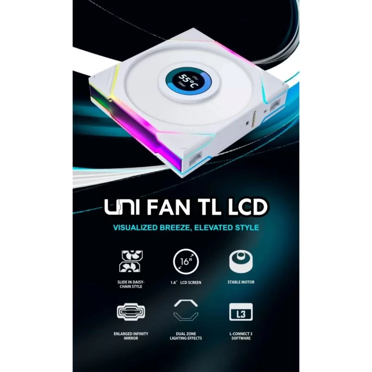 Кулер для корпуса Lian Li Reverse TL LCD 140-1, Black (G99.14RTLLCD1B.00) характеристики - фотография 7