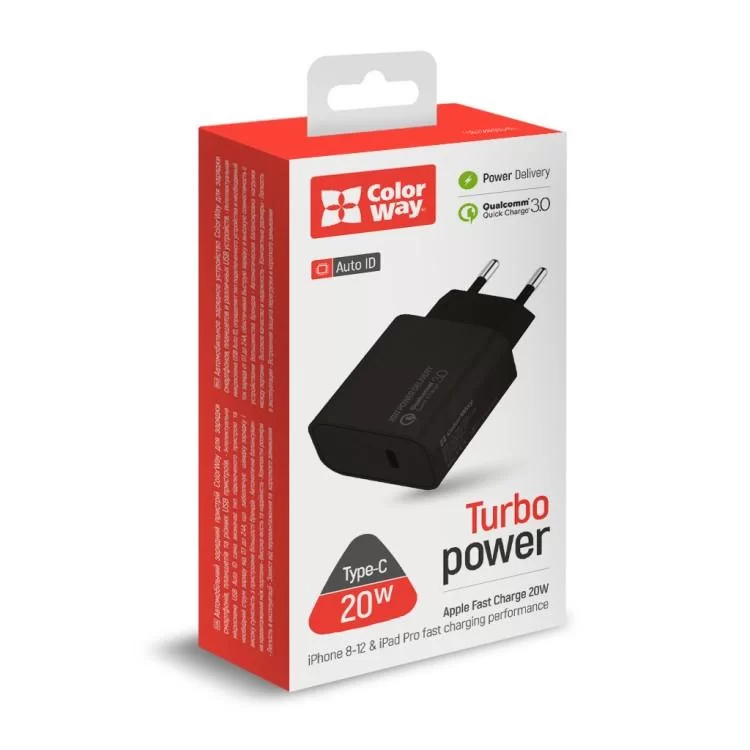 Зарядний пристрій ColorWay Power Delivery Port USB Type-C (20W) V2 black (CW-CHS026PD-BK) характеристики - фотографія 7