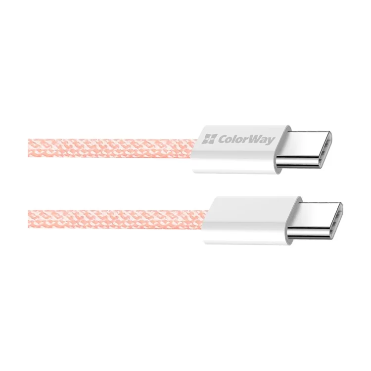 в продажу Дата кабель USB-C to USB-C 1.0m 60W 3.0А pink ColorWay (CW-CBPDCC061-P) - фото 3