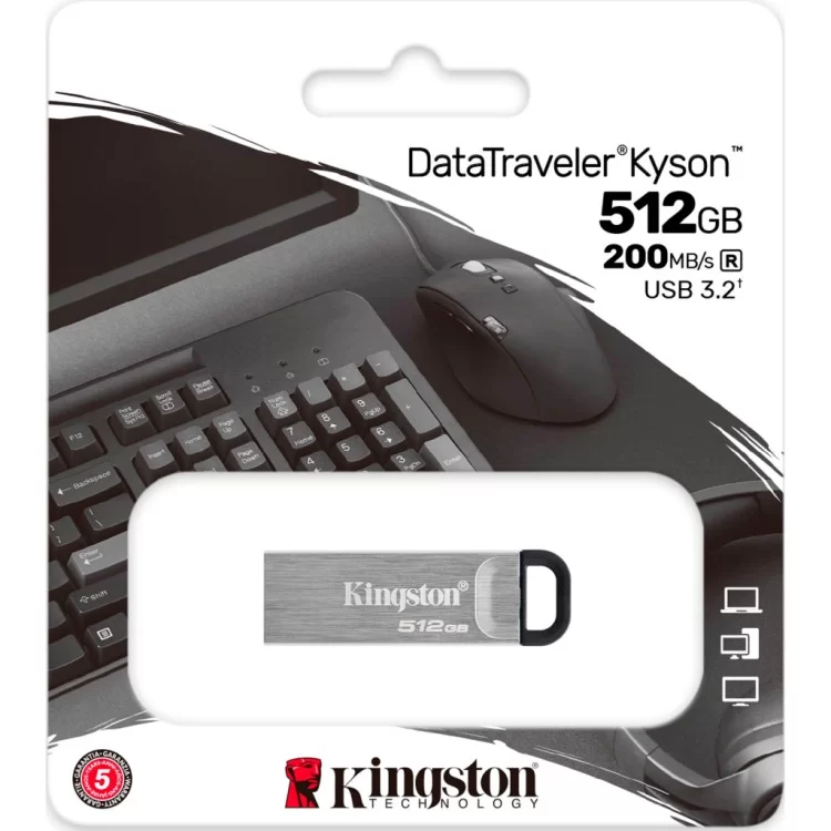 в продаже USB флеш накопитель Kingston 512GB DataTraveler Kyson Silver/Black USB 3.2 (DTKN/512GB) - фото 3