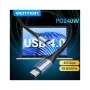 Дата кабель USB-C to USB-C 1.0m USB4.0 240W (50V/5A) 8K60Hz Thunderbolt 4 Gray Aluminum Alloy Vention (TAVHF)