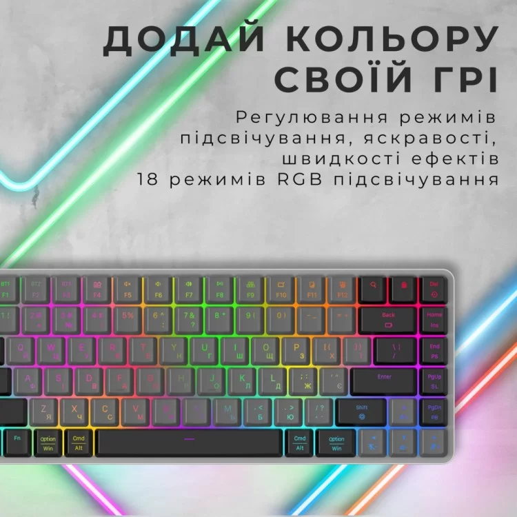 Клавиатура GamePro MK230R Red Swich Low Profile RGB Wireless/Bluetooth/USB Dark Gray (MK230R) - фото 12