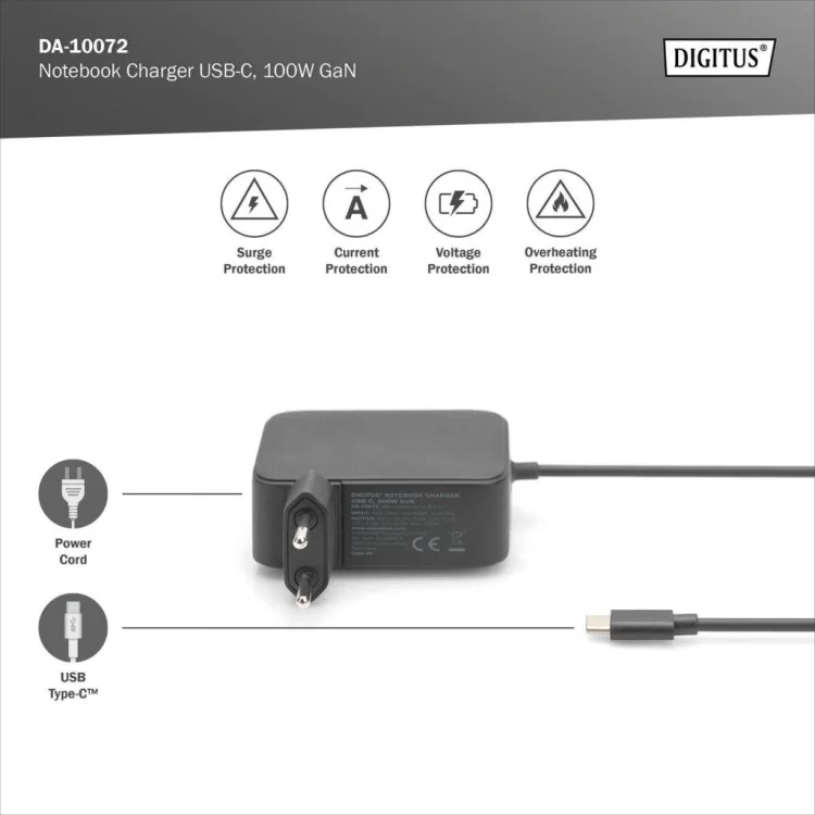 Блок живлення до ноутбуку Digitus 100W USB-C GaN (DA-10072) відгуки - зображення 5