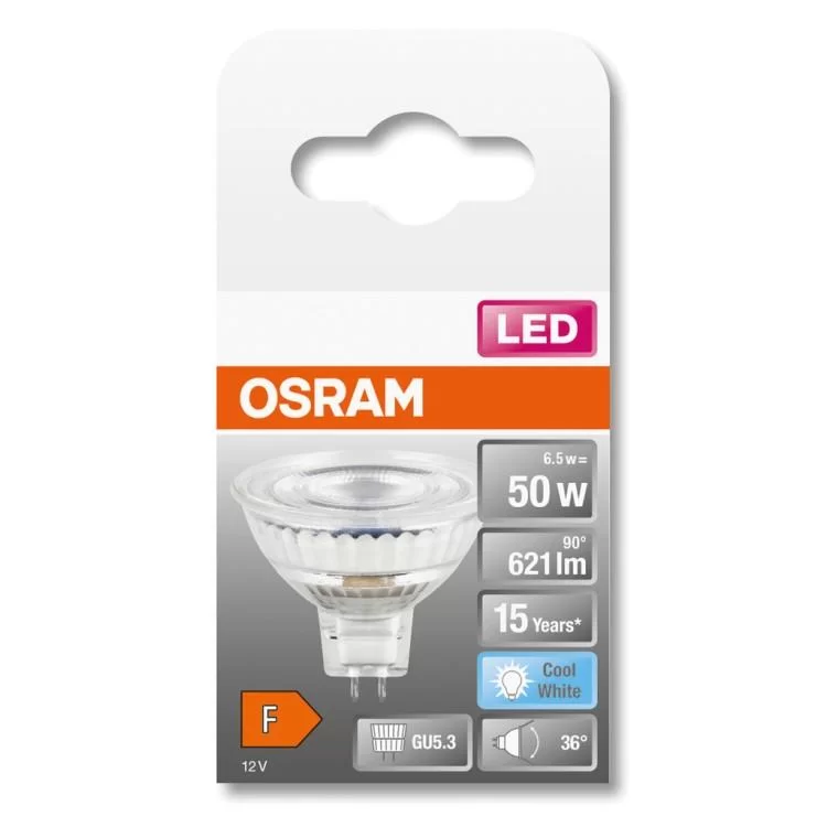 в продажу Лампочка Osram LED MR16 50 36 8W/840 12V GU5.3 (4058075433786) - фото 3