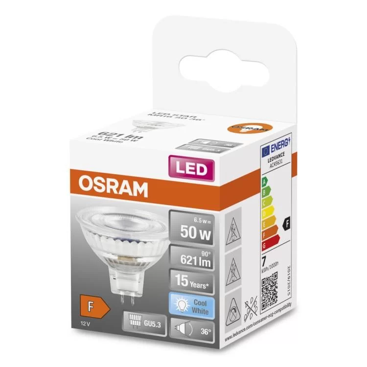 продаємо Лампочка Osram LED MR16 50 36 8W/840 12V GU5.3 (4058075433786) в Україні - фото 4