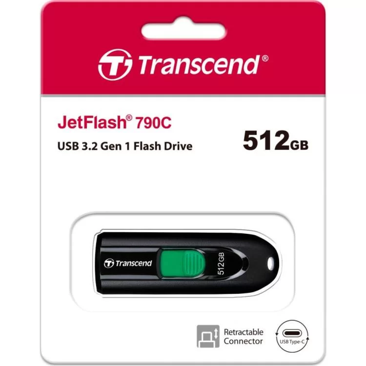 USB флеш накопитель Transcend 512GB JetFlash 790C USB 3.1 Type-C (TS512GJF790C) характеристики - фотография 7