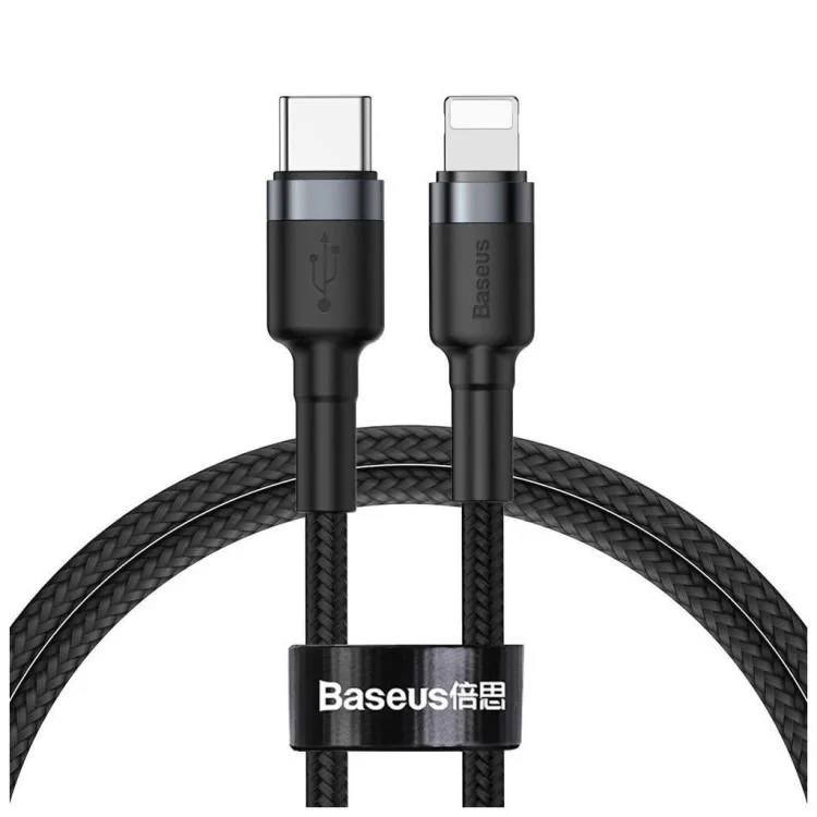 Дата кабель USB-C to Lightning 1.0m 18W 2.1A Cafule Black-Grey Baseus (CATLKLF-G1)