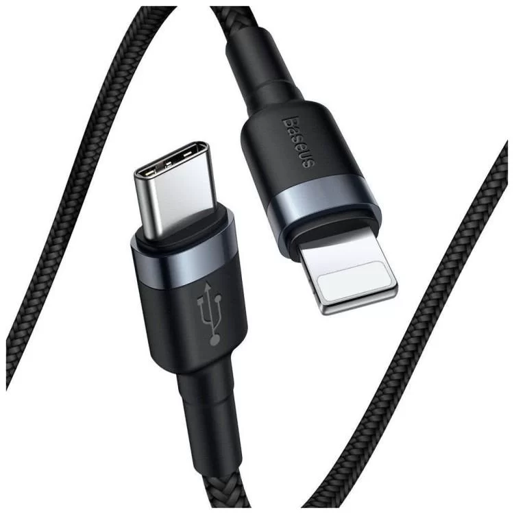 Дата кабель USB-C to Lightning 1.0m 18W 2.1A Cafule Black-Grey Baseus (CATLKLF-G1) цена 557грн - фотография 2