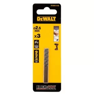 Свердло DeWALT по металу Black & Gold, HSS-G, 2.5 х 57 х 30 мм, 3 шт. (DT20513)