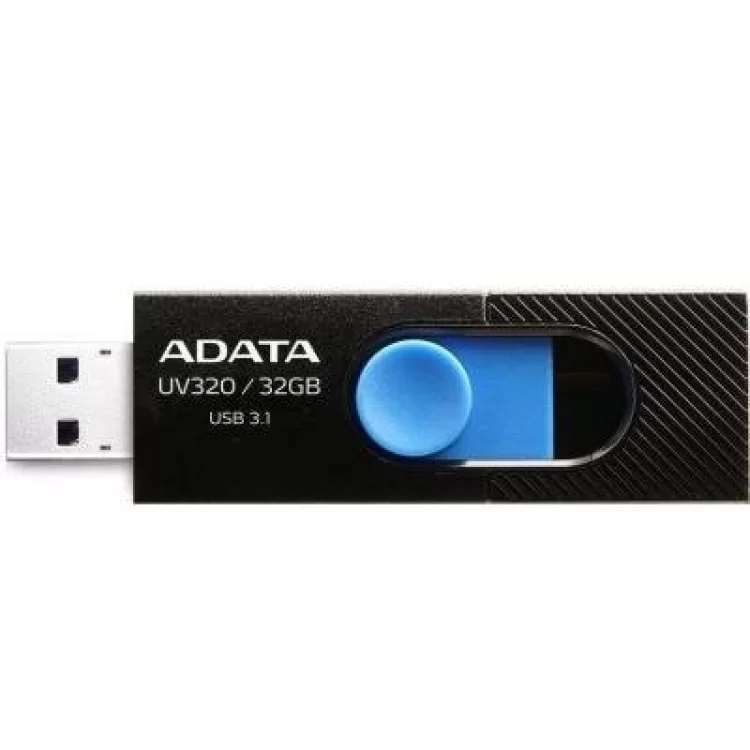 USB флеш накопичувач ADATA 32GB UV320 Black/Blue USB 3.1 (AUV320-32G-RBKBL) ціна 424грн - фотографія 2