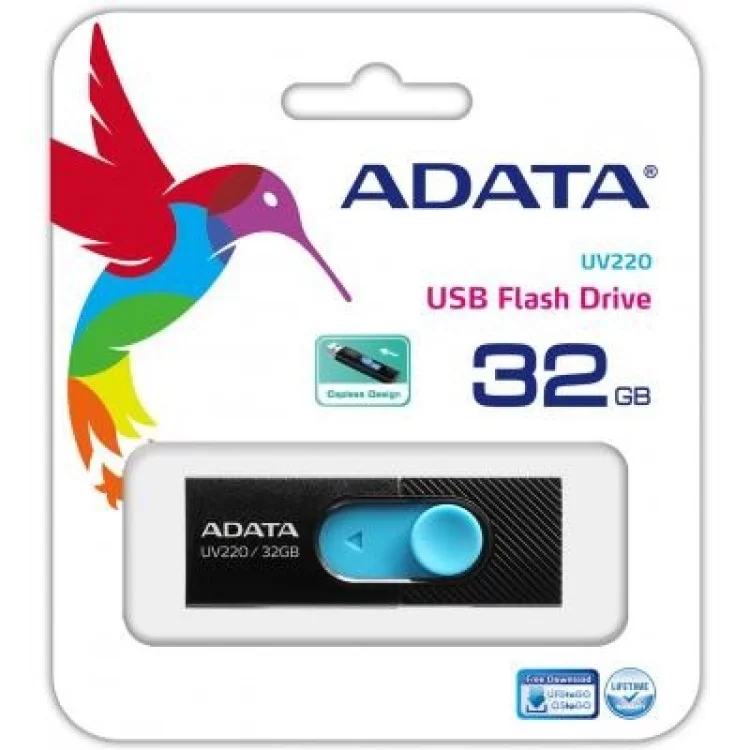 продаем USB флеш накопитель ADATA 32GB UV320 Black/Blue USB 3.1 (AUV320-32G-RBKBL) в Украине - фото 4