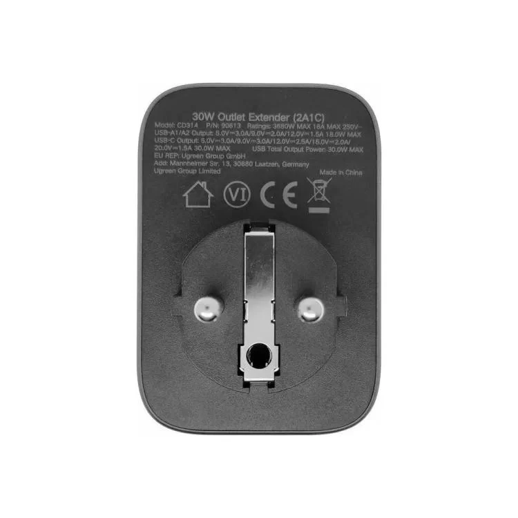 Зарядний пристрій Ugreen 3xUSB 30W Outlet Extender (2хUSB-A+USB-C) CD314 (90613) відгуки - зображення 5