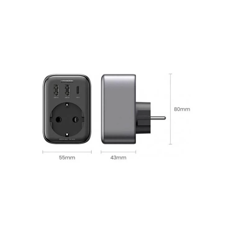 Зарядний пристрій Ugreen 3xUSB 30W Outlet Extender (2хUSB-A+USB-C) CD314 (90613) інструкція - картинка 6