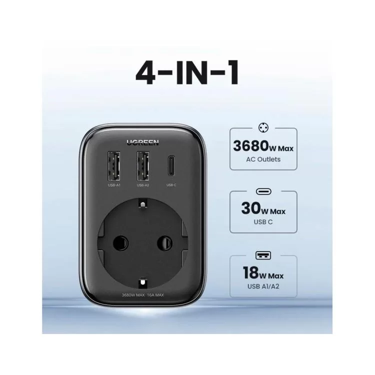 Зарядний пристрій Ugreen 3xUSB 30W Outlet Extender (2хUSB-A+USB-C) CD314 (90613) - фото 9