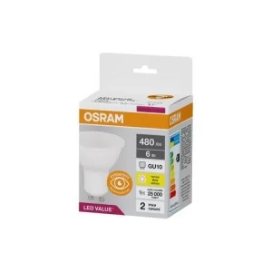 Лампочка Osram LED VALUE, PAR16, 6W, 3000K GU10 (4058075689626)