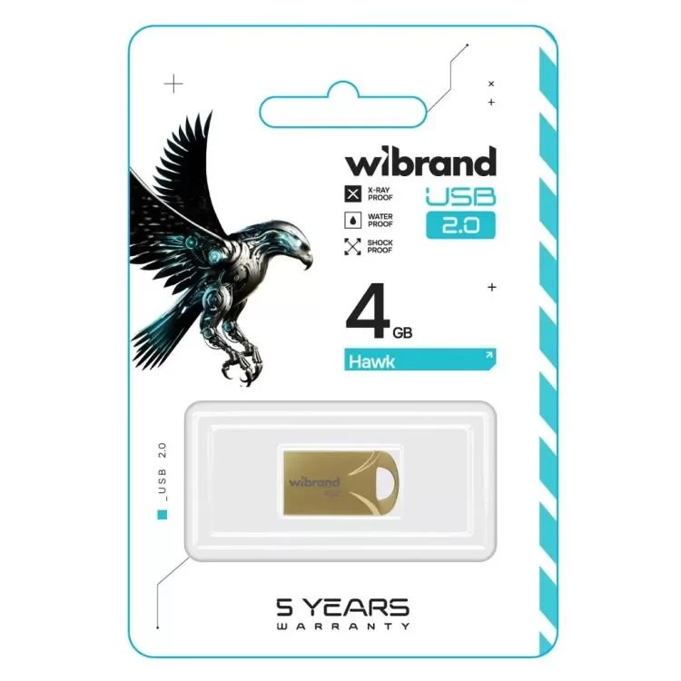 USB флеш накопичувач Wibrand 4GB Hawk Gold USB 2.0 (WI2.0/HA4M1G) ціна 211грн - фотографія 2