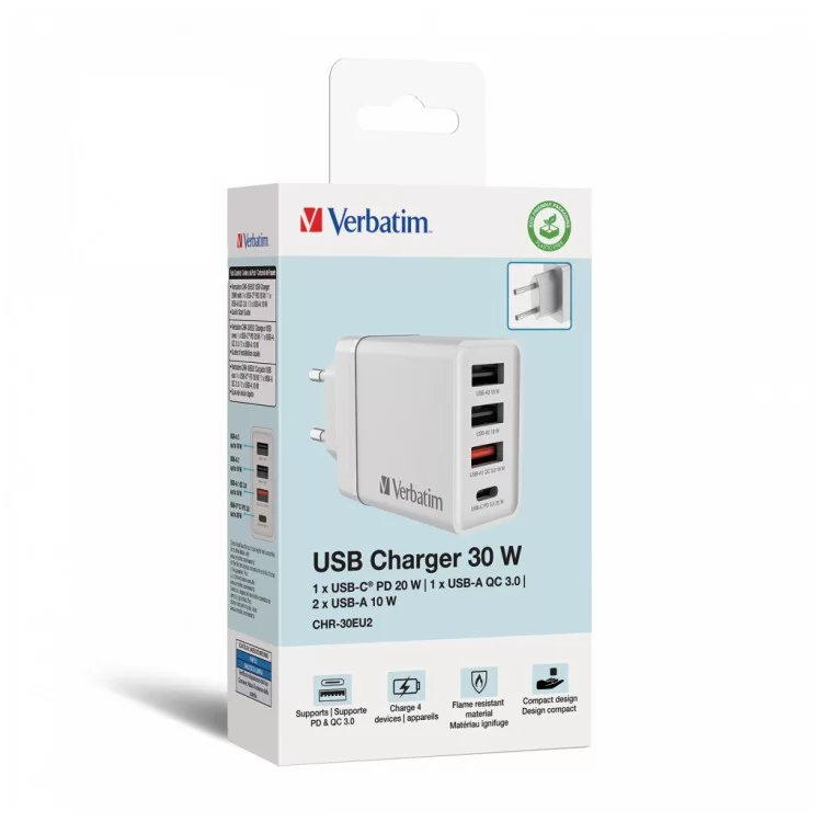 Зарядное устройство Verbatim USB 30W PD3.0 4-ports white (49701) характеристики - фотография 7