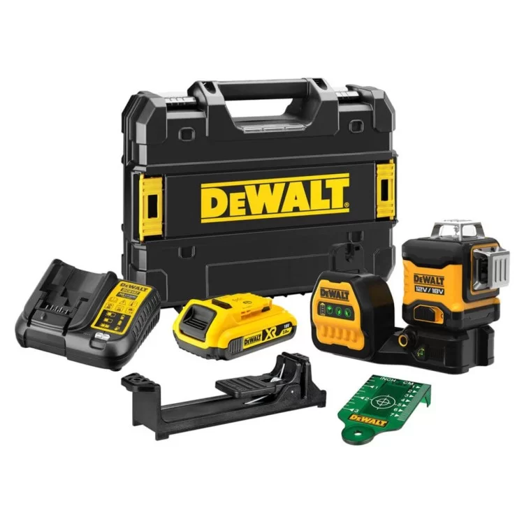 Лазерний нівелір DeWALT лінійний 10.8/12/18В XR Li-Ion, зелений промінь, 1x2Ah 18V, TSTAK (DCE089D1G18) огляд - фото 8