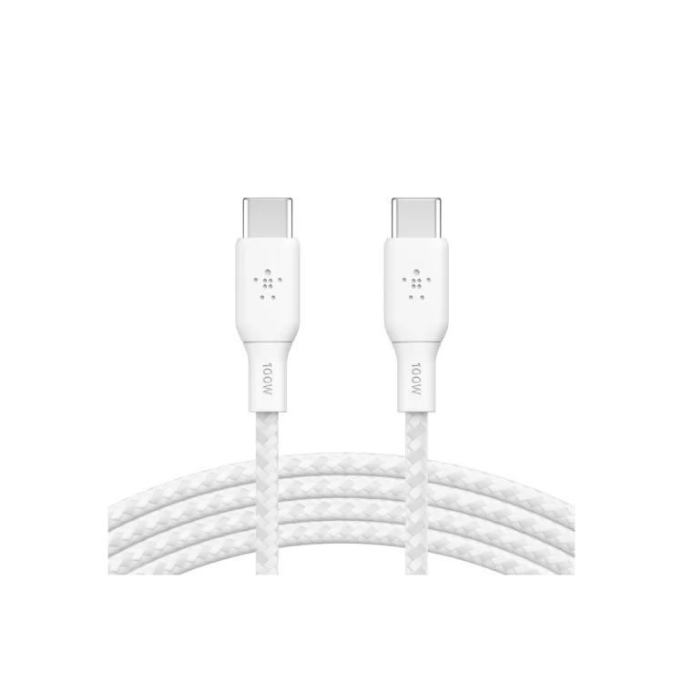 Дата кабель USB-C to USB-C 2.0m 100W white Belkin (CAB014BT2MWH)