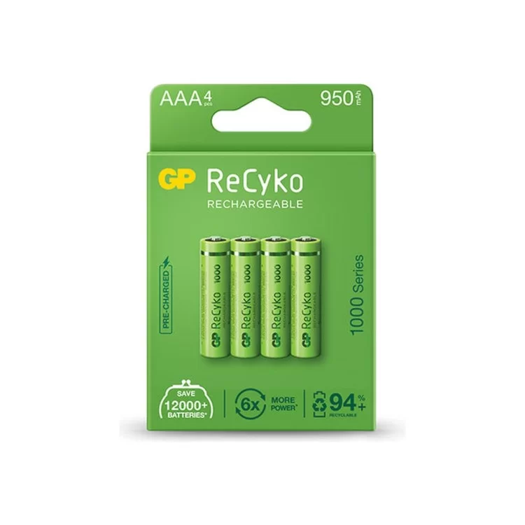 Аккумулятор Gp AAA 950mAh ReCyko (1000 Series, 4 battery pack) (100AAAHCE-EB4 / 4891199186585)