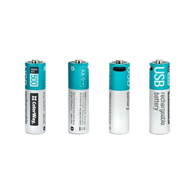 в продаже Аккумулятор ColorWay AA USB-С 2220 mAh 1.5V (2шт) (Li-Polymer) (CW-UBAA-10) - фото 3