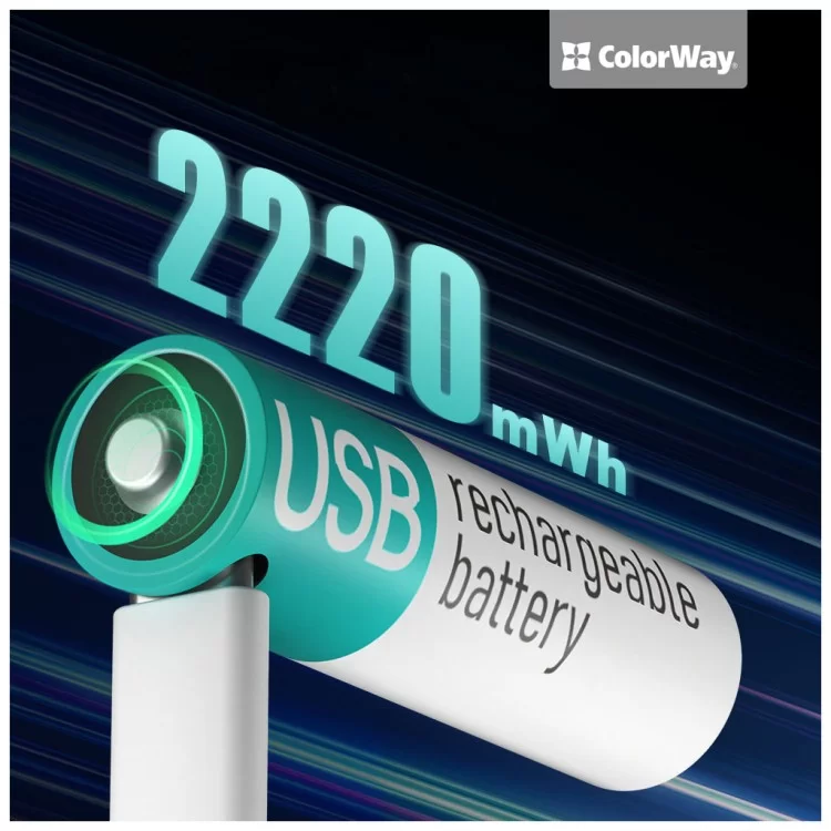 продаем Аккумулятор ColorWay AA USB-С 2220 mAh 1.5V (2шт) (Li-Polymer) (CW-UBAA-10) в Украине - фото 4